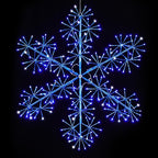 30’’ Christmas Snowflake Lights Outdoor, Pre-lit 240Pcs Blue LEDs Hanging Blue Snowflake Decoration for Home Indoor Outdoor Window Silhouette