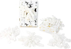 6" Metallic Glitter White Self Adhesive Curly Ribbon Gift Wrap Bows for Christmas, Holiday, Birthday, Wedding, Presents, Party Favors Decorations 6-Count