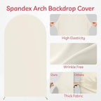 Arch Backdrop Stand Cover 6.6Ft Beige Thick Spandex Fabric Arch Backdrop Cover High Elasticity Fitted Round Top for Wedding Birthday Party Baby Shower Garden Decoration