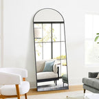 Full Length Arched Mirror, 70"x24" Standing Floor Full Body Mirror for Wall with Aluminum Alloy Frame for Bedroom, Living Room, Dressing Room(Black)