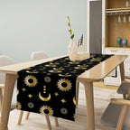 Magic Gold Sun Moon Stars Table Runner Mystical Farmhouse Rustic TableRunner for Party Holiday Dining Room Kitchen 13x108 Inch