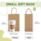 MESHA Kraft Gift Bags 200 Pack 5.25x3.75x8 Inch Small Brown Paper Bags with Handles Bulk for Small Business,Birthday,Party,Wedding,Retial,Shopping Bag