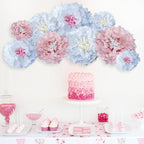Pink Paper Flowers Decoration-Blush Pink Cream Colorful Paper Pom Poms Wall Decor for Baby Showers, Weddings, Graduations, Tea Parties, Engagement