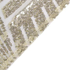 Efavormart 90"X132" Champagne Sparkly Sequin Geometric Tulle Rectangular Tablecloth