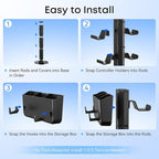 Controller Holder with Remote Control Storage Box, Headset and Controller Stand for Desk, Headphone Stand with Two Hooks for Watch Cable Key Chain, Gaming Accessories for P5/P4/Xbox/Switch
