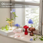 Glasseam Mushroom Planter Propagation Vase, Set of 10 Glass Terrariums for Plants, Cute Hydroponic Small Planter, Colored Propagate Station, Decorative Bud Vases for Flowers, Unique Gifts for Women