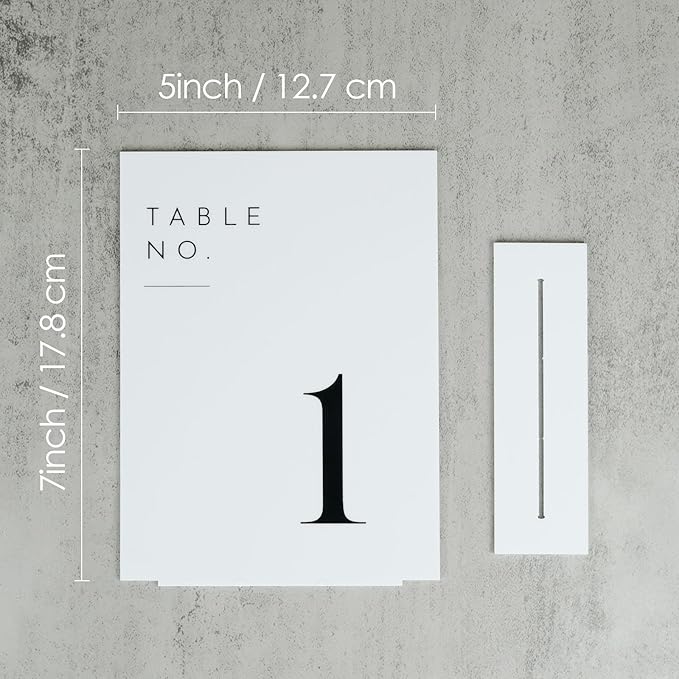 JINMURY White Wedding Table Numbers 1-25 with Stands, 5"x7" White Acrylic Table Numbers, Perfect for Wedding Reception, Party, Anniversary, Event
