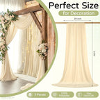 Wedding Arch Draping Fabric 29" x 19Ft Sheer Drapes for Backdrop Wedding Ceremony Reception Ceiling Decor Curtain Baby Bridal Shower Decoration (Champagne, 3 Panels)