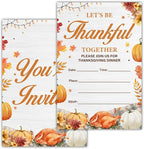 Thanksgiving Party Invitations, Fall Pumpkins Friendsgiving Thanksgiving Dinner Party Fill in Invites Cards With Envelopes (20 Count) Double Sided Design, Let's be Thankful Together