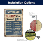 Funny Mechanic Hourly Rate Tin Sign - Vintage Metal Wall Decor for Garage, Auto Shop, or Man Cave - Hilarious Gift for Mechanics & Car Lovers 8"x12"