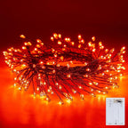 Minetom Fairy Lights Battery Operated, String Lights Waterproof Silver Wire 5 Feet 60 Led Firecracker Starry Lights for DIY Wreath Home Party Bedroom Mason Jar Indoor Halloween Decoration, Orange