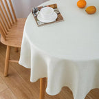 NLMUVW White Linen Tablecloth Round 36 Inch Textured Rustic Table Cloth Water Resistant Farmhouse Table Cover for Kitchen Dining Cafe