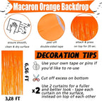 4 Pack Orange Fringe Curtain Backdrop, 3.2Ft x 6.6Ft Metallic Tinsel Foil Fringe Streamers Curtains Background for Photo Booth Birthday Wedding Baby Shower Party Thanksgiving Christmas Decorations