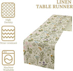 Wildflowers Floral Table Runner, Retro Flower Butterfly Seasonal Spring Summer Kitchen Dinning Table Runner for Indoor Outdoor Home Wedding Party Holiday, 13x60 Inch