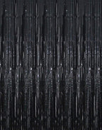 GOER 6.4 ft x 9.8 ft Metallic Tinsel Foil Fringe Curtains,Pack of 2 Party Streamer Backdrop for Birthday,Graduation Decorations and New Year Eve (Black)