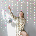 Iridescent Disco-Holographic Party-Decorations Christmas Garland - 62ft Twinkle Little Star Streamers Hanging Banner,Wedding Birthday Bachelorette Baby Bridal Shower Decor Hugtmr