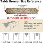 Luxury Vintage Design Table Runner 90 inches Long Embroidery Jacquard Fabric with Multi-Tassels Table Runners for Dining Room Dresser Wedding Holiday Party Fireplace Decorations (Coffee, 12X90inch)