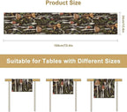 Mushroom Table Runner,Retro Forest Wildflower Botanical Plants Flower Art Pattern Print Burlap Hotel Indoors Outdoor Dining Room Kitchen Holiday Party, 13x108in