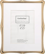 8 x 10'' Premium Alloy Gold Photo Frame with Acid Free 5x7'' Mat - High-End Décor Metal Frames 5x7'' with Black Velvet Back