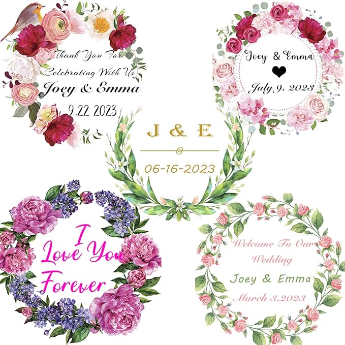 300 Pack Custom Stickers Personalized Labels for Business Logo Customized Vinyl Wedding Favors Birthday Baby Bridal Shower Make Your Own 1 Inch-10 Inch,lable-flower300