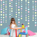 Pastel Party Decorations Blue Purple Pink Yellow Green Circle Dots Garland Hanging Paper Polka Dot Streamer for Birthday Baby Shower Wedding Bridal Shower Macaron Spring Easter Party Supplies