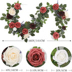 5FT Artificial Rose Flower Burgundy Fake Floral Garland for Wedding Ceremony Backdrop Arch Flowers Table Centerpieces Decorations
