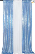 Poise3EHome 2ft x 8ft Baby Blue Sequin Backdrop Curtains 2 Panels Photography Backdrop for Party Decoration, Baby Blue