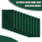 50 PCS Forest Green Satin Chair Sashes Bows Universal Chair Ribbon Ties Back Sash for Wedding Party Reception Events Banquets Hotel Event Chair Cover Decoration (7x108 inch)
