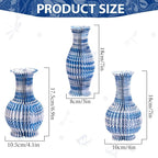 3 Pcs Blue and White Paper Honeycomb Vase, Foldable Decorative Vase with Magnetic Closure, Chinoiserie Décor Vase, Reusable Table Centerpiece for Wedding, Baby Shower, Home Decor
