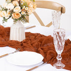 MLMW Fall Thanksgiving Table Runner Cheesecloth Autumn Harvest Rust Terracotta Cheese Cloth Boho Gauze 160 inch Table Runner 13.3ft for Wedding Party Baby Bridal Shower Birthday