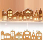 Christmas Gingerbread Village Light-Up Decor, House Cardboard Kit with LED Lights, Foldable House Village Centerpieces Christmas Decorations, Holiday Home Tabletop Decor