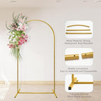 U+U 7.2FT, 6FT Arch Backdrop Stand, Gold Wedding Arch Stand Set of 2 for Birthday Party Bridal Baby Shower Balloon Arch Decoration (7.2FT, 6FT)
