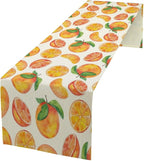 Watercolor Fruit Botanical Print Table Runner Spring Summer Orange Lemon Dinner Runner for Farmhouse Party Holiday Home Kitchen Dining Table Decor 13x120