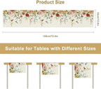 Rustic Floral Table Runner, Watercolor Flower Leaves Hummingbird Butterfly Farmhouse Kitchen Dinning Table Runner for Indoor Outdoor Home Wedding Party Holiday, 13x108 Inch