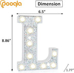 Pooqla Light Up Letters, LED Marquee Letters for Silver Birthday Decorations, Battery Powered Night Light Teenager Girl Room Decor, Gift for Girls Boys Wedding Bedroom Christmas Party Decor, Letter L