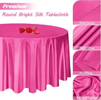 fani 12 Pack 120 Inch Hot Pink Satin Tablecloth - Silky Round Tablecloth Overlay Smooth Fabric Table Cover, Bright Table Decoration for Wedding Party Banquet Events Restaurant Kitchen Dining