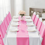 SHEJIZE 20 Pack Pink Satin Table Runner 12x108 Inches Long, Bright Silky Smooth Satin Table Runner Table Decor for Wedding Banquet Christmas Prom Event Birthday Party