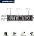 Custom Sign, Custom Street Sign, 11 Font Colors, 13 Font Styles, 4 Hole Options, 22 Sizes, 8x32 Inches, Rust Free DiBound, Fade Resistant, Made in USA by My Sign Center (Grunge Metal)
