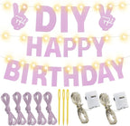 167Pcs DIY Glitter Customizable Banner Kit Happy Birthday Letter Banners Happy Valentine's Day Banners Love Heart Personalized Banner Decor Birthday Party Decorations Supplies(Glitter Light Pink)