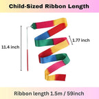 Dance Wands Ribbon Pack, Party Favors for Girls Goodie Bags, Outdoor Kids Rainbow Birthday Party Games, Gymnastics Gift Bags Steamers (multicolored ribbon with Red grip,10pcs set)