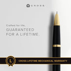 Cross Bailey Light Refillable Rollerball Pen Presented in a Everyday Gift Box - Medium Point, Black Ink, Polished Black