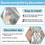 6 Pack 29 x108 Inch Silver Wave Foil Fringe Table Skirts Metallic Banner for Tinsel Streamer Garland Backdrop for Parade Floats, Mother's Day, Easter, Wedding, Birthday Party Decoration