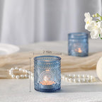 24 Pcs Blue Votive Candle Holders, Glass Tealight Candle Holders for Home Decor, Wedding Table Centerpiece, Birdal Shower, Party