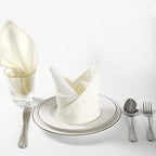 Cloth Napkins 17x17 inch Washable Polyester Dinner Napkins Soft Table Napkins for Wedding Party Dining Banquet(Ivory,12PCS)