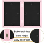 decorUhome Double 4x6 Picture Frame Vertical, Engineered Wood Bifold Photo Frame with Plexiglass for Tabletop Display, 4x6, Pink