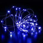 Aogist 50 Pack Fairy Lights 3 Modes 7ft 20 LED Waterproof,Battery Operated Silver Wire Firefly Starry Moon Mini String Lights for Mason Jars Christmas DIY Crafts Wedding Party Bedroom,Blue