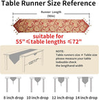 Luxury Vintage Design Table Runner 90 inches Long Embroidery Jacquard Fabric with Multi-Tassels Table Runners for Dining Room Dresser Christmas Thanksgiving Party Decorations (Red, 12X90inch)