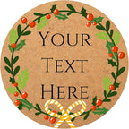 100-1000pcs Custom Stickers Merry Christmas Stickers Personalized Labels Adhesive Xmas Decorative Envelope Seals Stickers for Cards Gift Boxes (Round Kraft -4)