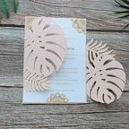 MillaSaw Flower Laser Cut Invitations Pink Plame Invitation Jacket With Envelope, for Wedding Anniversary Birthday Cards Holiday Party Decoration (soft pink)