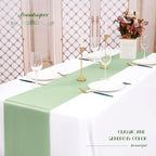 12 Pack Sage Green Satin Table Runner,12 x 108 inch Long Premium Smooth Table Runner for Wedding, Banquets, Birthday, Party, Graduation, Engagements, Table Runners fit Rectangle and Round Table